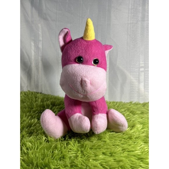 Pink 2 Tone Unicorn Plush Toy Stuffed Animal Kellytoy Sparkle Eyes 12” Sitting - Picture 1 of 6
